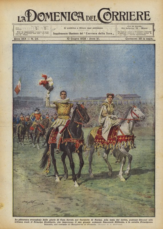 A Savoyai Ház dicsőségének festői megidézése a torinói körhintaban alkotó: Achille Beltrame