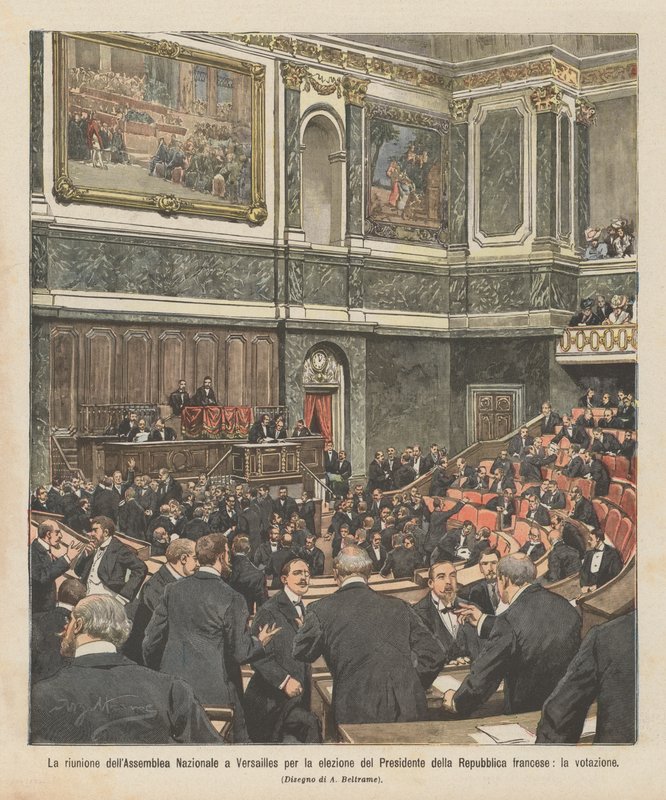 A versailles-i nemzetgyűlés köztársasági elnök-választási ülése? alkotó: Achille Beltrame