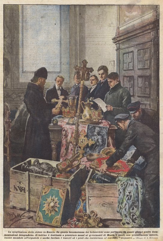 A templomok lerombolása Oroszországban alkotó: Achille Beltrame