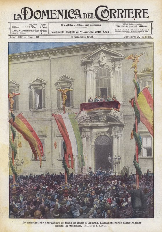 Róma lelkes fogadtatása a spanyol királyi családban alkotó: Achille Beltrame
