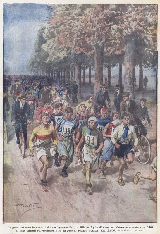 A kíváncsi versenyek, a száznegyvenek versenye Milánóban alkotó: Achille Beltrame