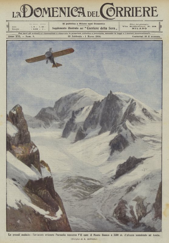 A nagy merészségek, a svájci mosó Parmelin 5300-nál átkel a Mont Blanc-on? alkotó: Achille Beltrame