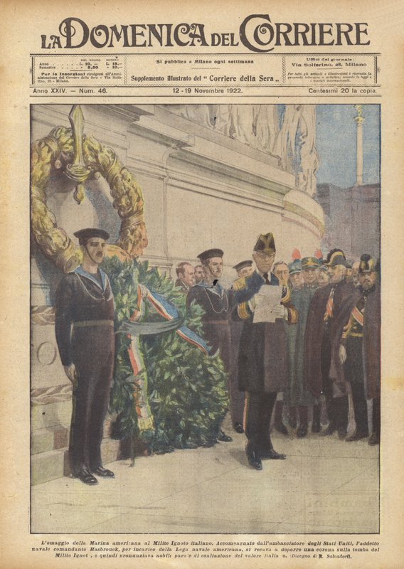 Az amerikai haditengerészet hódolata az ismeretlen olasz katona előtt alkotó: Achille Beltrame