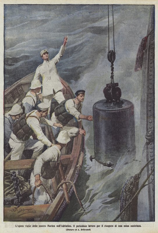 Haditengerészetünk éber munkája az Adrián alkotó: Achille Beltrame