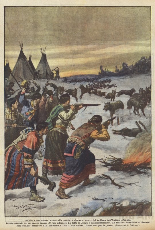 Amíg férfiaik vadásztak, addig egy ontariói indián törzs (Kanada) női? alkotó: Achille Beltrame
