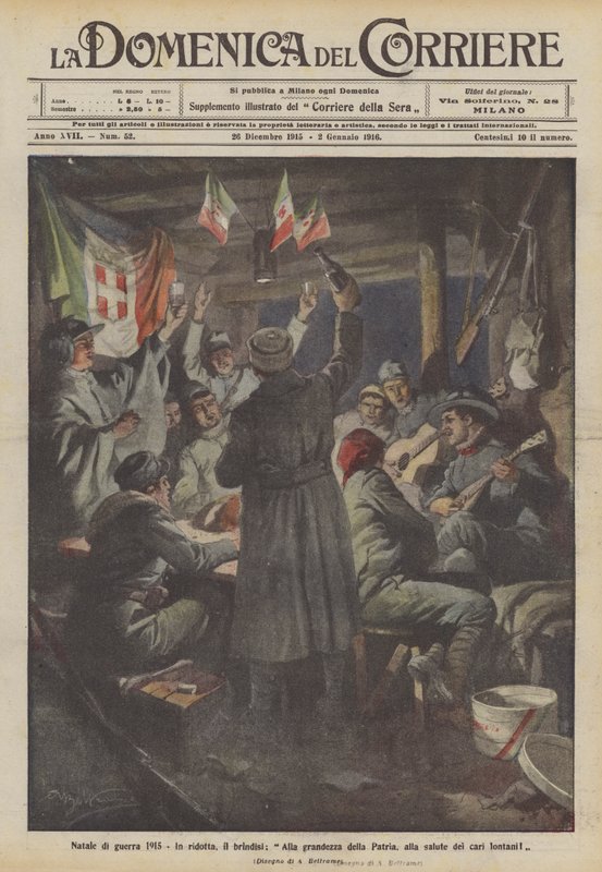 Háborús karácsony 1915, Egyszóval a pohárköszöntő, A haza nagyságára, távoli szeretteink egészségére! alkotó: Achille Beltrame