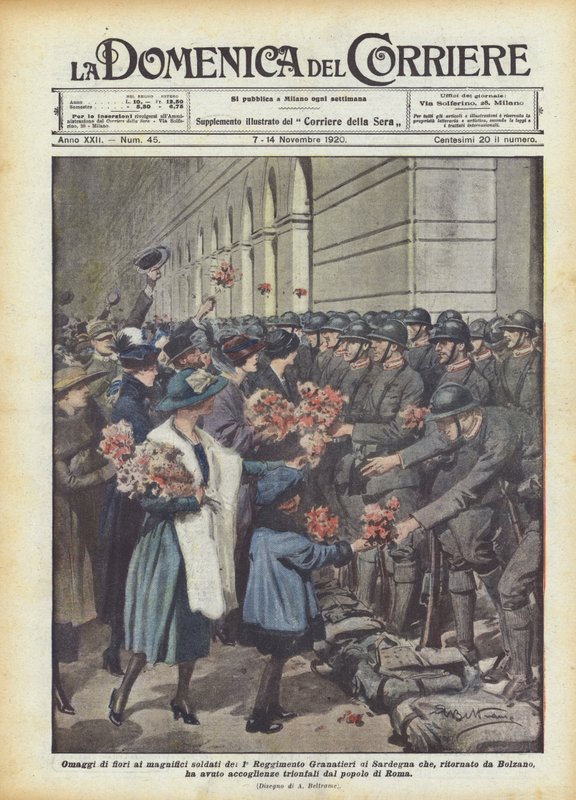 Virág tisztelgés az 1. szardíniai gránátosezred csodálatos katonái előtt, hogy? alkotó: Achille Beltrame