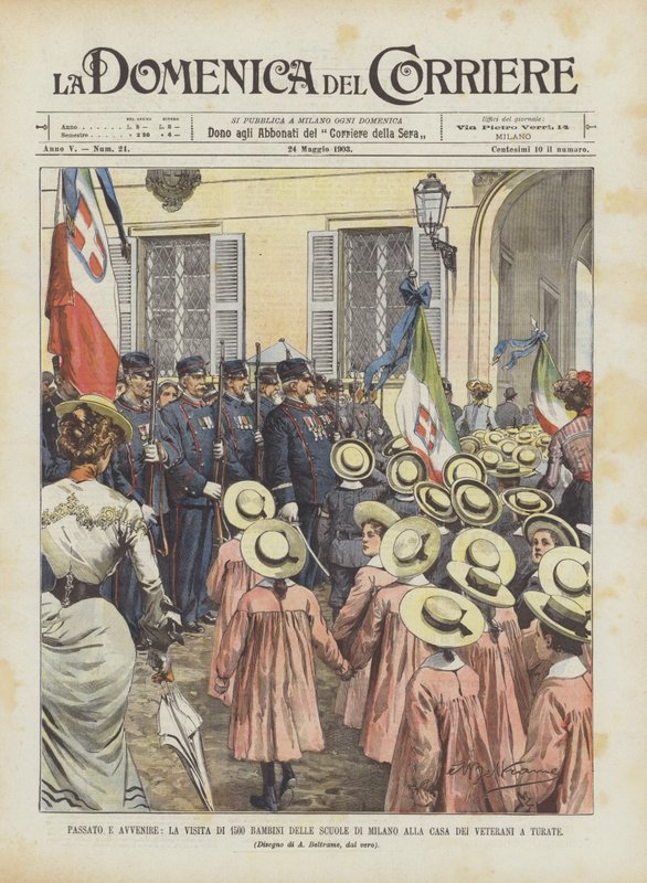 Past e Avvenire, 1500 gyerek látogatása milánói iskolákból a turatei Casa Dei Veteraniba alkotó: Achille Beltrame
