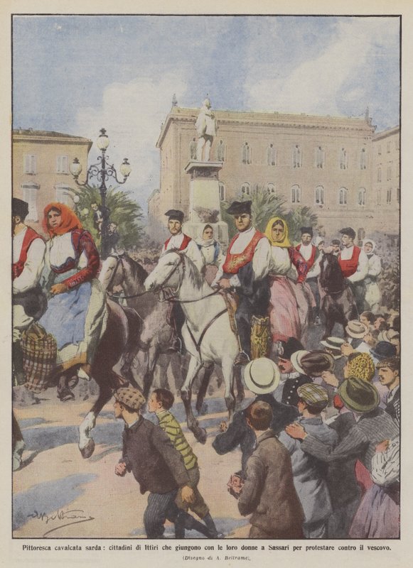 Festői szardíniai körút, Ittiri polgárai, akik nőikkel jönnek Szászréba? alkotó: Achille Beltrame