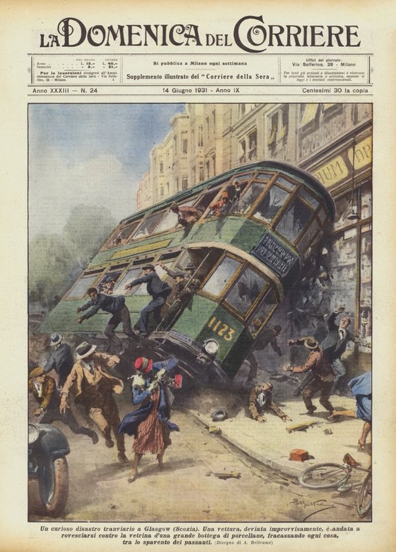 Különös villamoskatasztrófa Glasgow-ban (Skócia) alkotó: Achille Beltrame