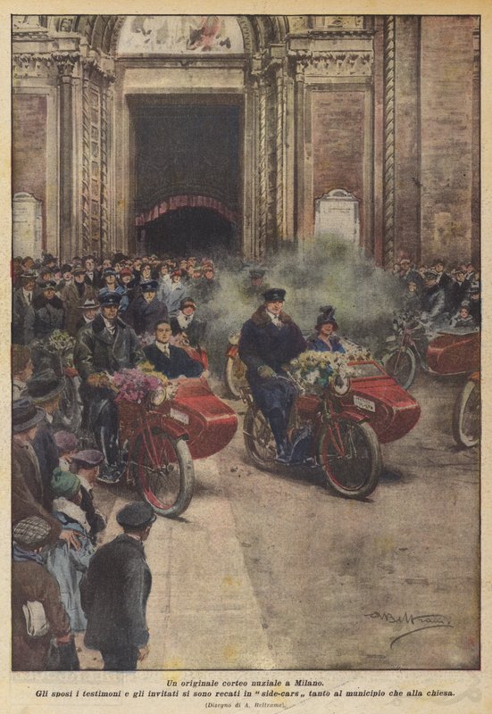 Eredeti esküvői menet Milánóban (színes litho) alkotó: Achille Beltrame