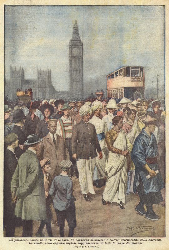Festői felvonulás London utcáin alkotó: Achille Beltrame