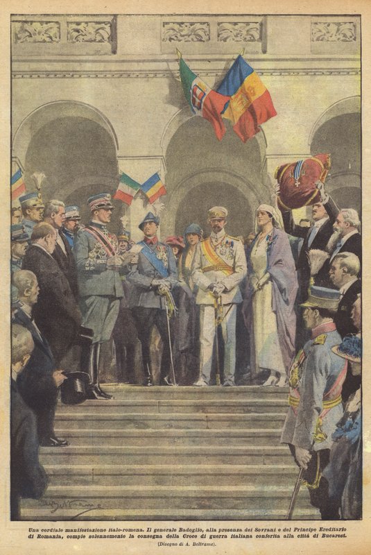 Szívélyes olasz-román tüntetés alkotó: Achille Beltrame