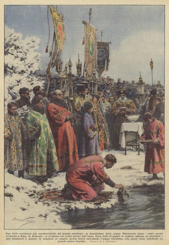 Az ortodox világ egyik legjellegzetesebb szertartása, a vizek megáldása alkotó: Achille Beltrame