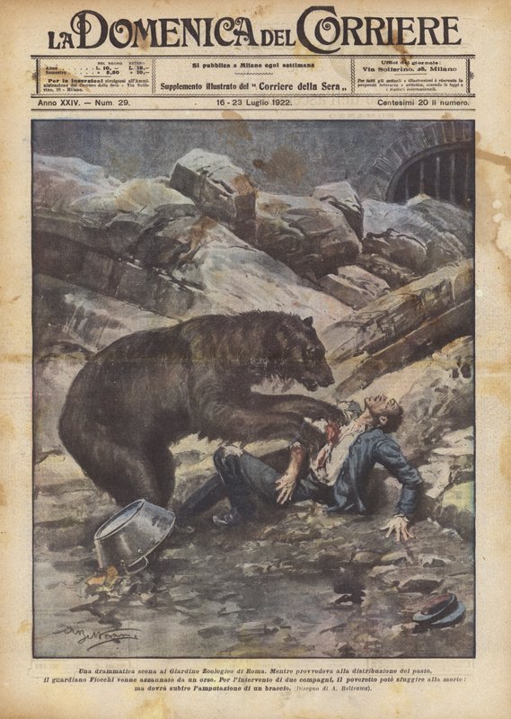 Drámai jelenet a római állatkertben alkotó: Achille Beltrame