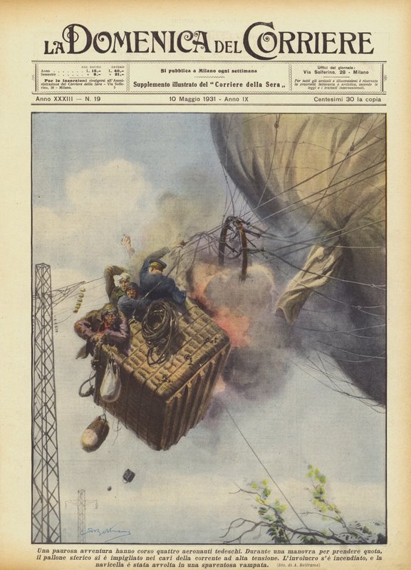 Négy német aeronauta ijesztő kalandra vállalkozott alkotó: Achille Beltrame