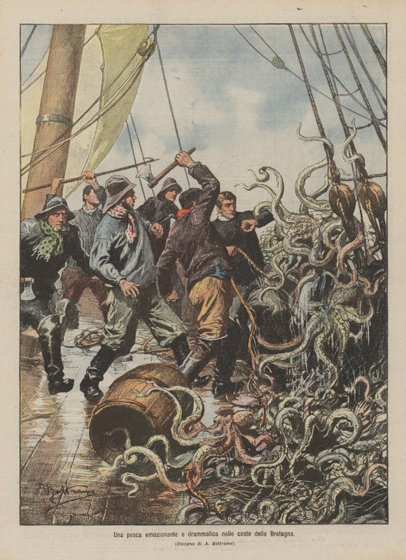 Izgalmas és drámai horgászat Bretagne partjainál alkotó: Achille Beltrame