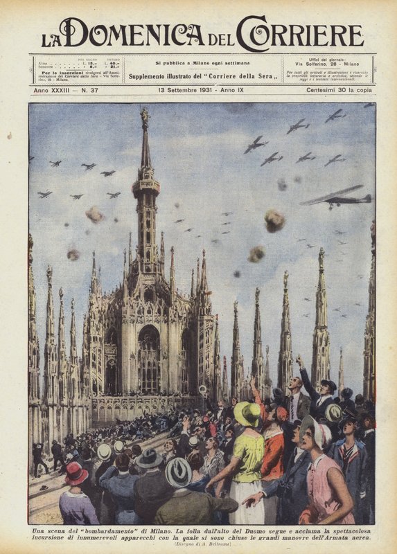 Jelenet Milánó bombázásából alkotó: Achille Beltrame