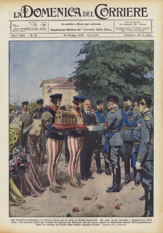 Egyedülálló szertartás, ha Luccában tartanák Benito Mussolini látogatását alkotó: Achille Beltrame