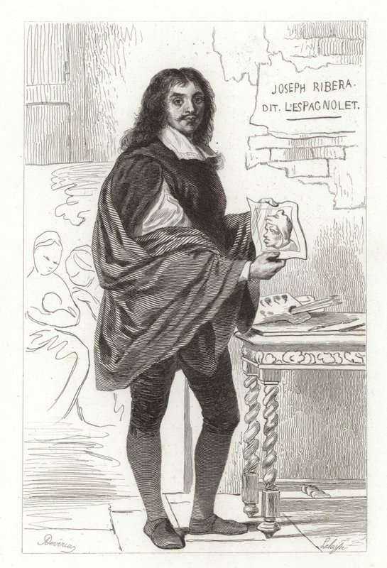 Jusepe de Ribera, spanyol festő, más néven Jose de Ribera, Giuseppe Ribera és Joseph Ribera. alkotó: Achille Devéria