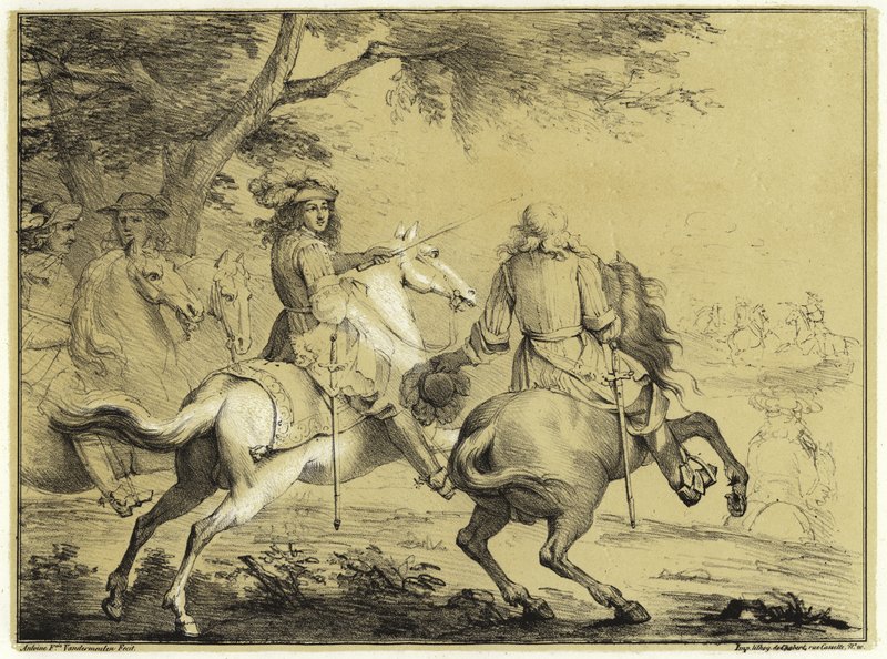 XIV. Lajos király a spanyol hadsereg legyőzésekor a Brugge-csatorna közelében 1667-ben. alkotó: Adam Frans van der Meulen