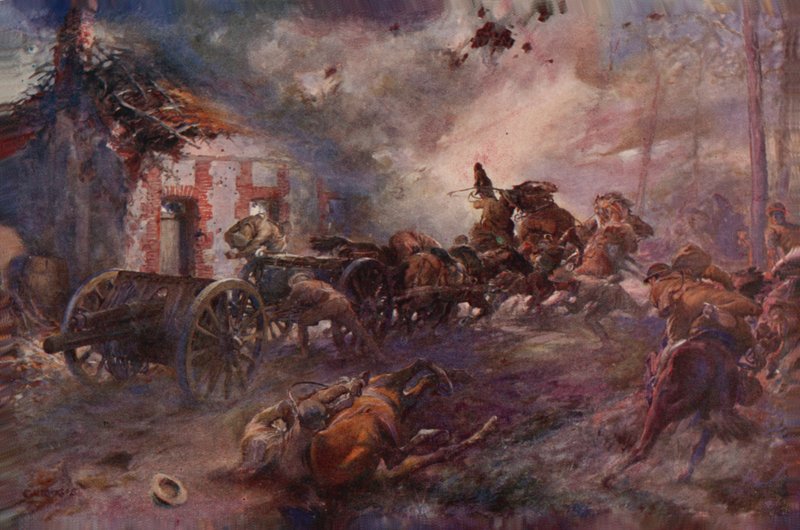 A brit tüzérség bevetésre indul tűz alatt alkotó: Addison Thomas Millar