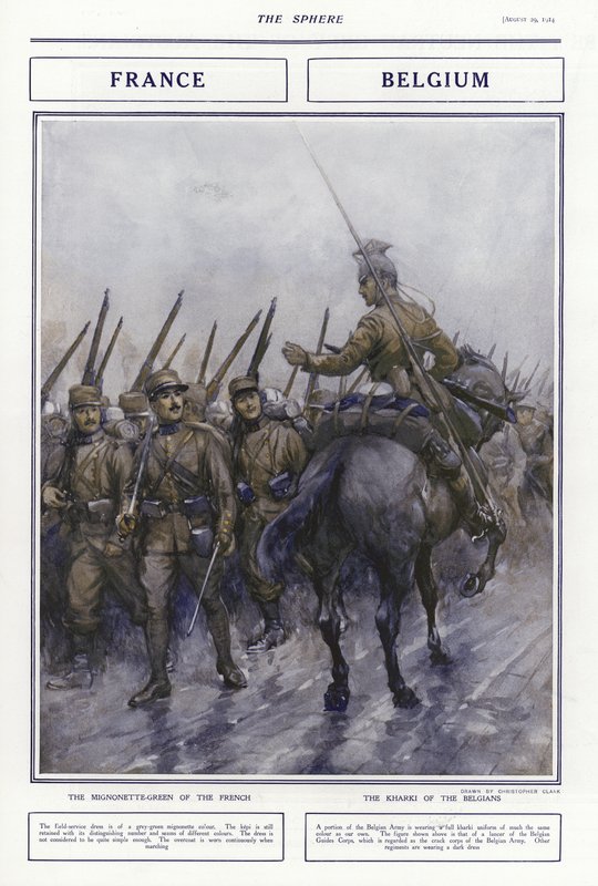 Francia és belga katonai egyenruha, I. világháború, 1914 alkotó: Addison Thomas Millar