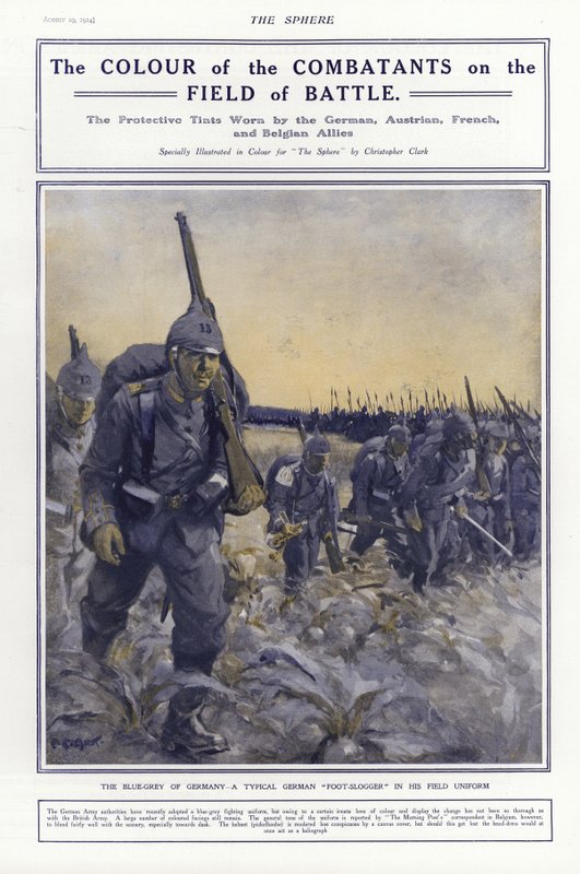 Német gyalogság tábori egyenruhában, I. világháború, 1914 alkotó: Addison Thomas Millar