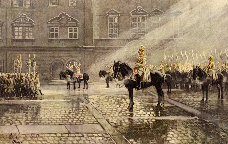 A Gardes du Corps szabványos csapágyszázada, a német császár testőre (színes litho) alkotó: Adolf Closs