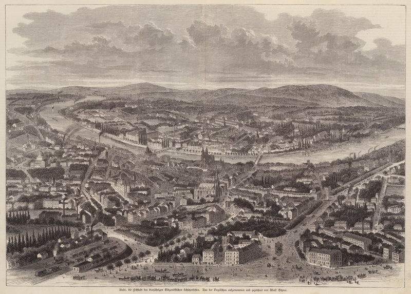Madártávlat, Bázel, Svájc (metszet) alkotó: Adolf Eltzner