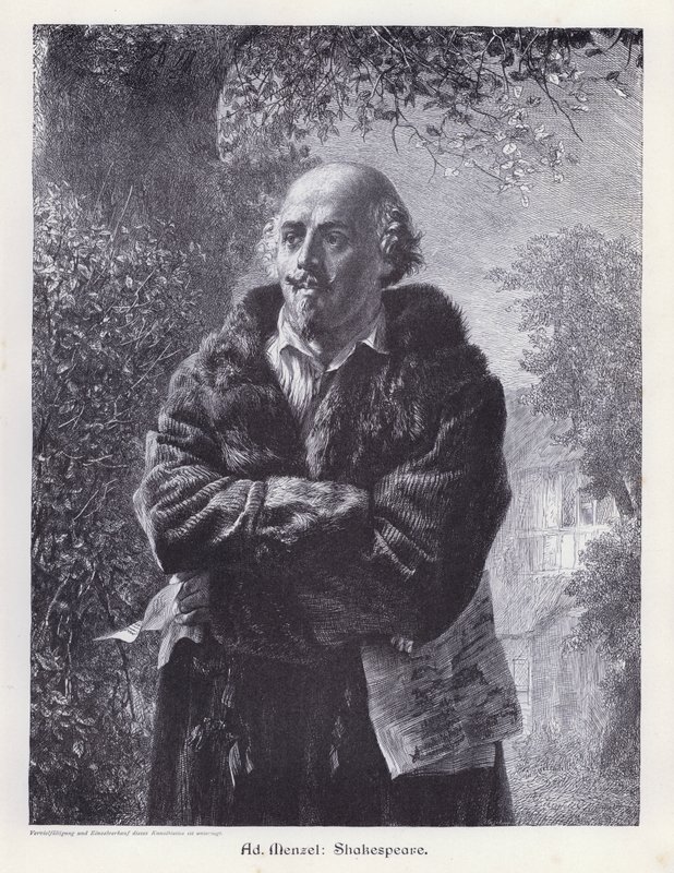 William Shakespeare, angol drámaíró (metszet) alkotó: Adolph Friedrich Erdmann von (after) Menzel
