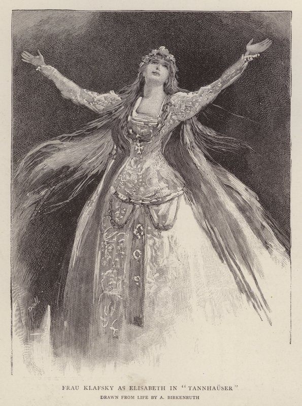 Katharina Klafsky magyar szoprán Erzsébet szerepében Richard Wagner Tannhauser című operájában a Royal Opera House-ban, Covent Garden, London alkotó: Adolphe Birkenruth
