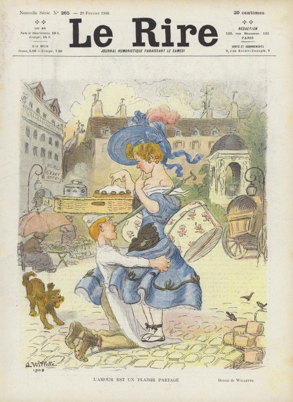 A szerelem megosztott öröm. Illusztráció Le Rire alkotó: Adolphe Leon Willette