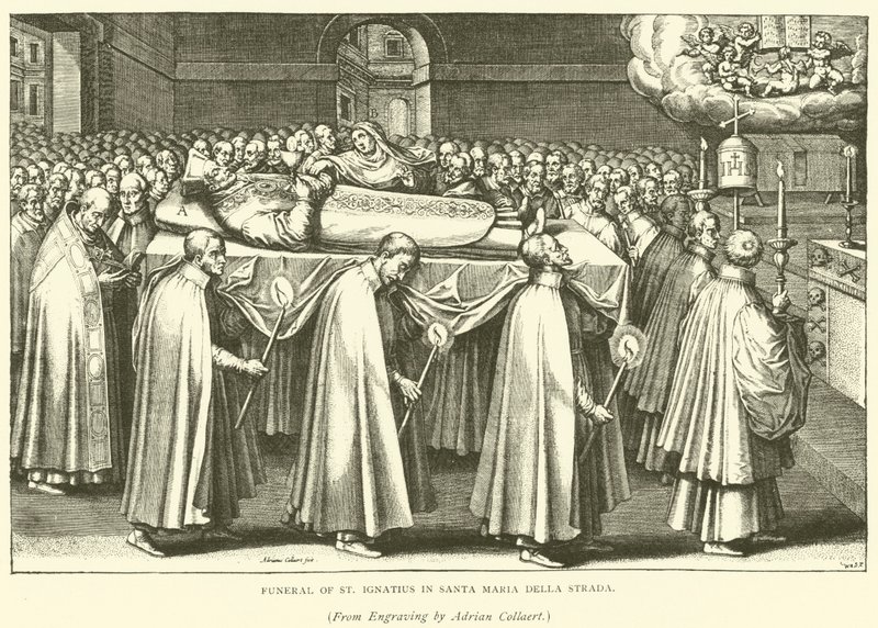 Szent Ignác temetése a Santa Maria Della Stradában (metszet) alkotó: Adriaen (after) Collaert