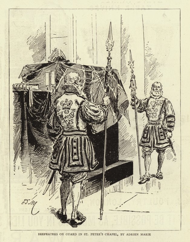 Beefeaters őrségben a Szent Péter-kápolnában alkotó: Adrien Emmanuel Marie