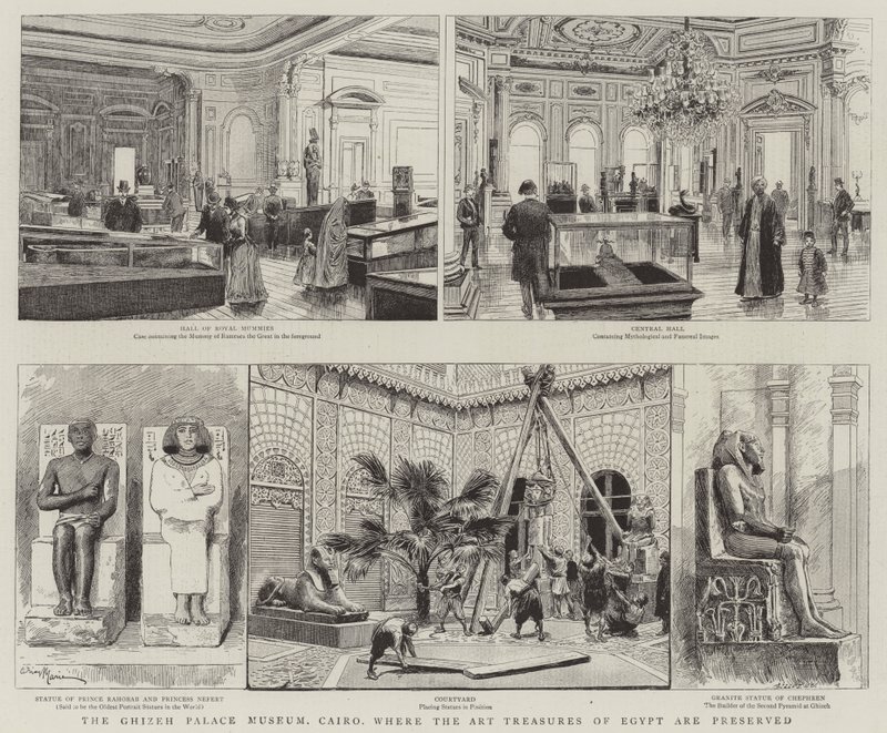 A Ghizeh Palota Múzeum, Kairó, ahol Egyiptom művészeti kincseit őrzik. alkotó: Adrien Emmanuel Marie