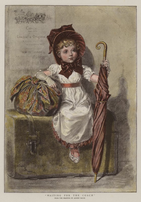 Az edzőre várva (chromolitho) alkotó: Adrien Emmanuel Marie