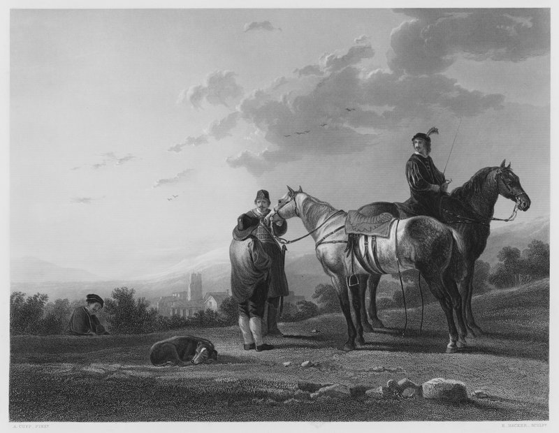 The Troopers, a képről a Királyi Gyűjteményben (metszet) alkotó: Aelbert (after) Cuyp