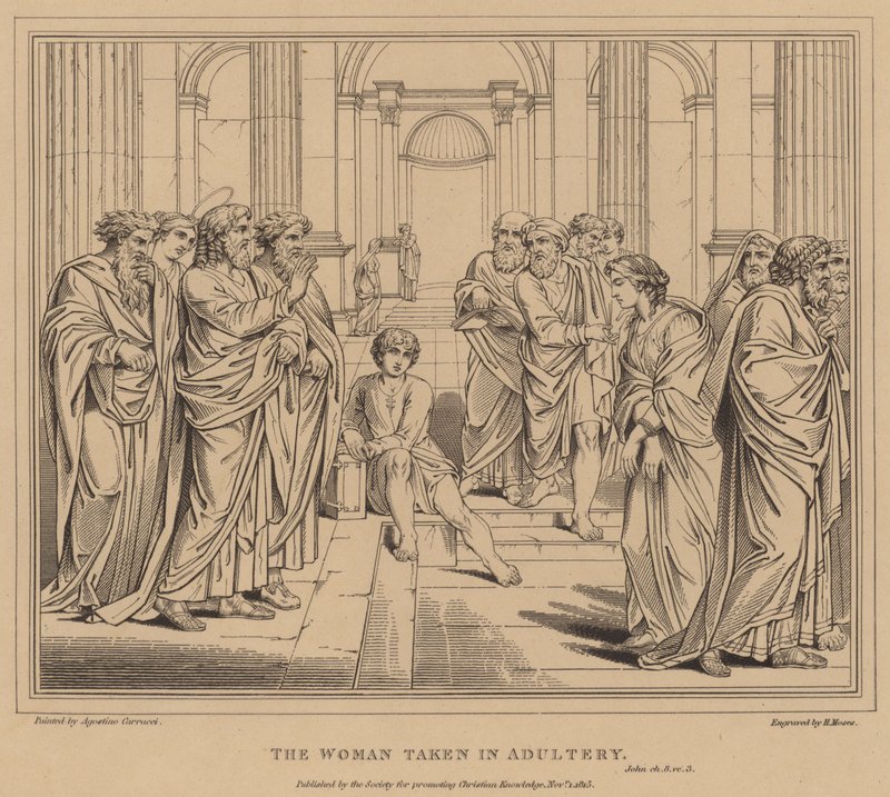 A házasságtörésben elfogott nő, John alkotó: Agostino Carracci