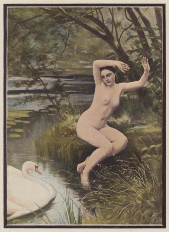 Léda, spártai hercegnő a görög mitológiából (színes litó) alkotó: Albert (after) Aublet