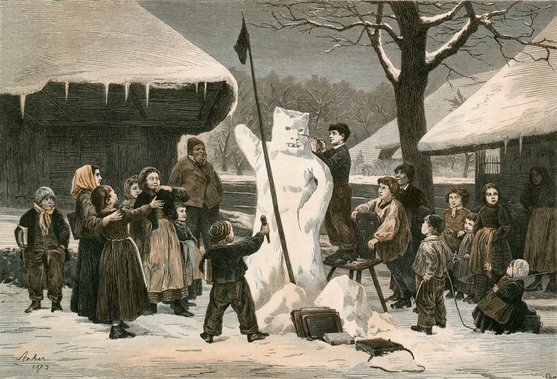 A Snow Bear-Schoolboy időtöltés Bern közelében alkotó: Albert Anker