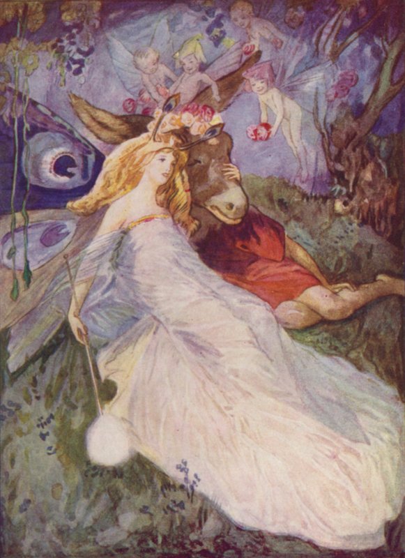 Shakespeare: Bottom and the Fairy Queen, Szentivánéji álom, IV. felvonás, I. jelenet (színes litó) alkotó: Albert Edward Jackson