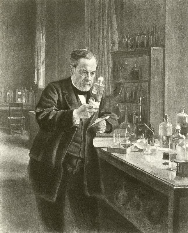 Dr. Louis Pasteur a laboratóriumában (mélynyomás) alkotó: Albert Gustaf Aristides Edelfelt