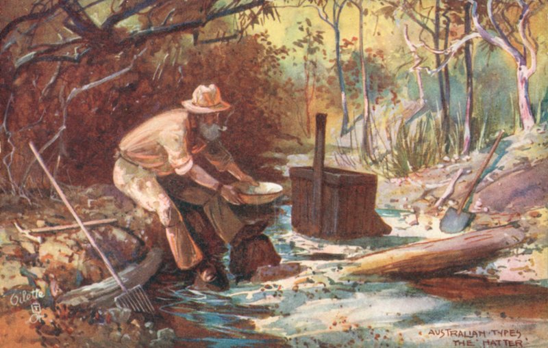 Ausztrál típusok: A "Hatter" (színes litográfia) alkotó: Albert Henry Fullwood