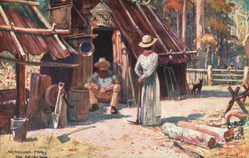 Ausztrál típusok: The Selector (színes litográfia) alkotó: Albert Henry Fullwood