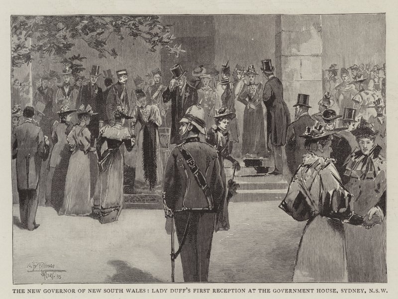 Új-Dél-Wales új kormányzójának, Lady Duffnak az első fogadásán a Sydney-i kormányházban, Új-Dél-Wales, Új-Dél-Wales alkotó: Albert Henry Fullwood