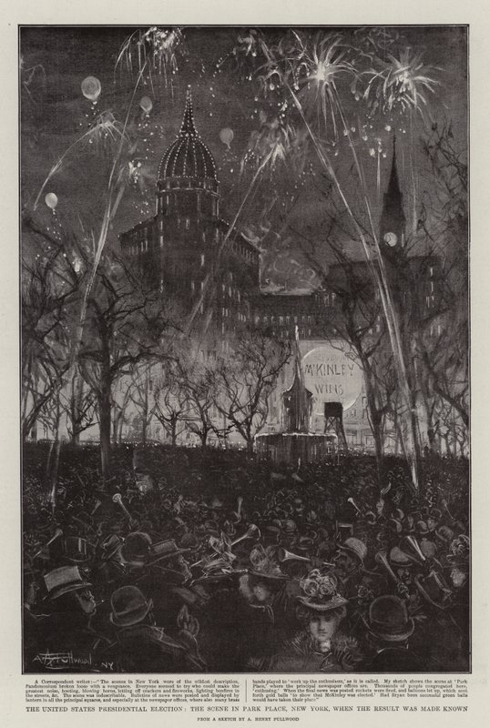 Az Egyesült Államok elnökválasztása, a helyszín a New York-i Park Place-ben, amikor nyilvánosságra hozták az eredményt alkotó: Albert Henry Fullwood
