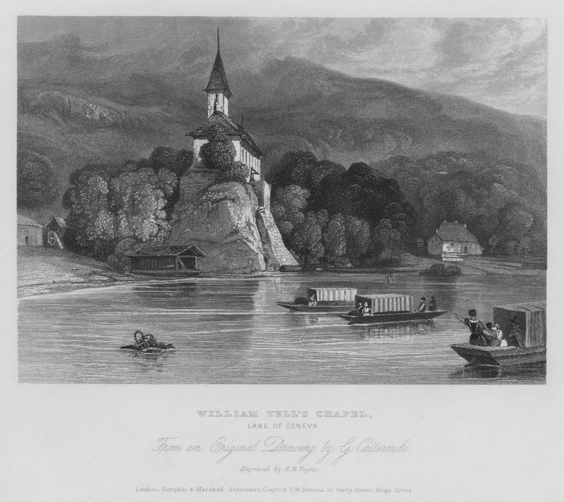 Tell William kápolna, Genfi-tó, Svájc (metszet) alkotó: Albert Henry Payne