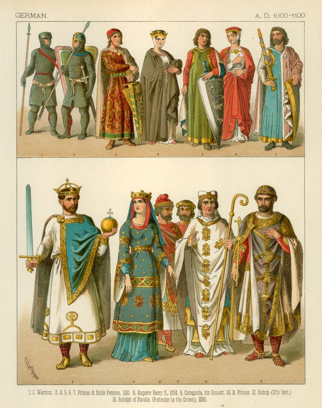 Német viselet Kr.u. 1000-1100 alkotó: Albert Kretschmer