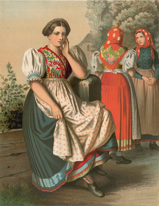 Német kosztüm, Schlesien, Tzarnowany alkotó: Albert Kretschmer